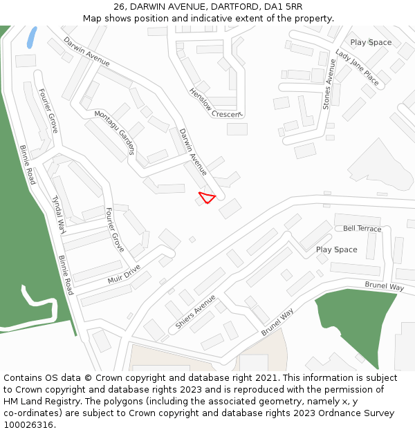 26, DARWIN AVENUE, DARTFORD, DA1 5RR: Location map and indicative extent of plot