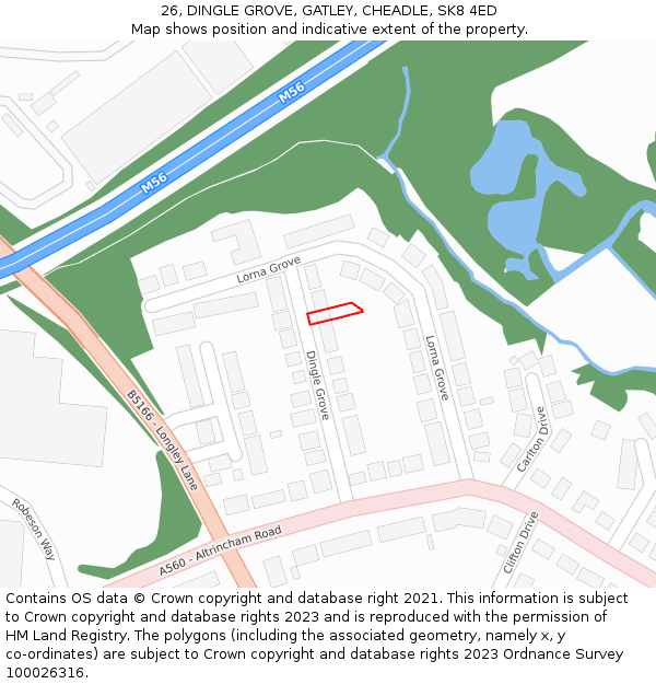 26, DINGLE GROVE, GATLEY, CHEADLE, SK8 4ED: Location map and indicative extent of plot