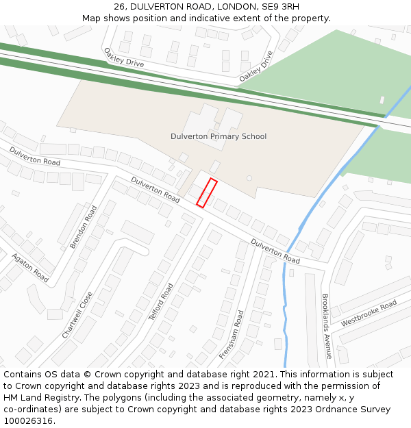 26, DULVERTON ROAD, LONDON, SE9 3RH: Location map and indicative extent of plot