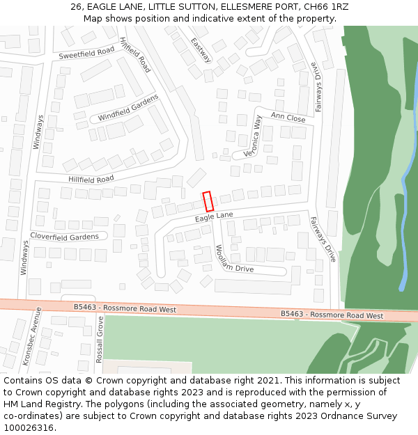 26, EAGLE LANE, LITTLE SUTTON, ELLESMERE PORT, CH66 1RZ: Location map and indicative extent of plot