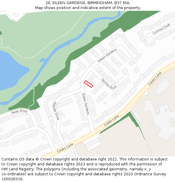 26, EILEEN GARDENS, BIRMINGHAM, B37 6NL: Location map and indicative extent of plot