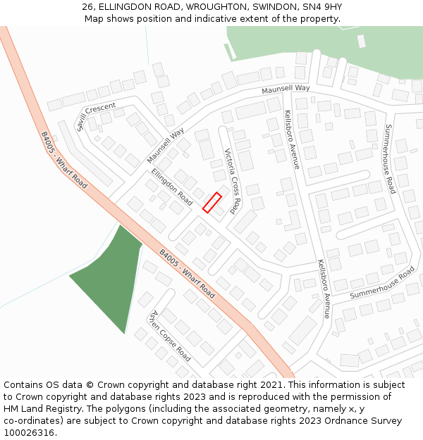 26, ELLINGDON ROAD, WROUGHTON, SWINDON, SN4 9HY: Location map and indicative extent of plot