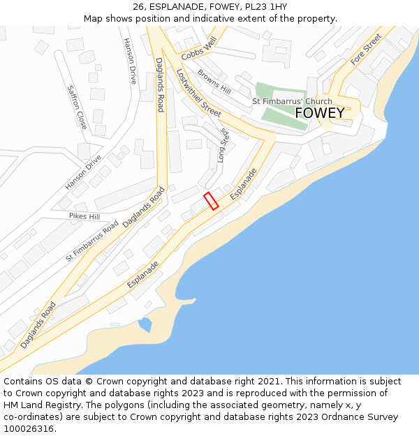 26, ESPLANADE, FOWEY, PL23 1HY: Location map and indicative extent of plot