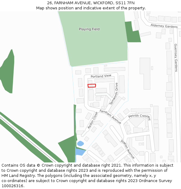 26, FARNHAM AVENUE, WICKFORD, SS11 7FN: Location map and indicative extent of plot