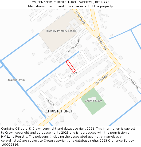 26, FEN VIEW, CHRISTCHURCH, WISBECH, PE14 9PB: Location map and indicative extent of plot