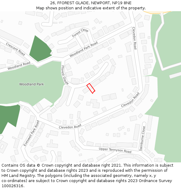 26, FFOREST GLADE, NEWPORT, NP19 8NE: Location map and indicative extent of plot
