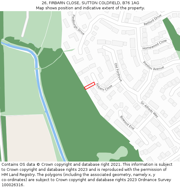 26, FIRBARN CLOSE, SUTTON COLDFIELD, B76 1AG: Location map and indicative extent of plot
