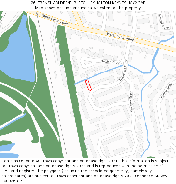 26, FRENSHAM DRIVE, BLETCHLEY, MILTON KEYNES, MK2 3AR: Location map and indicative extent of plot