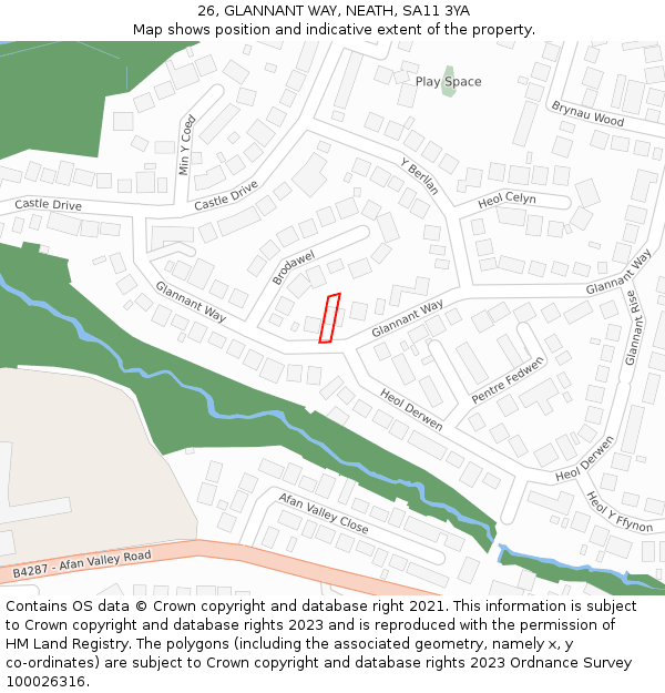 26, GLANNANT WAY, NEATH, SA11 3YA: Location map and indicative extent of plot