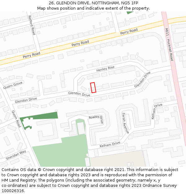26, GLENDON DRIVE, NOTTINGHAM, NG5 1FP: Location map and indicative extent of plot