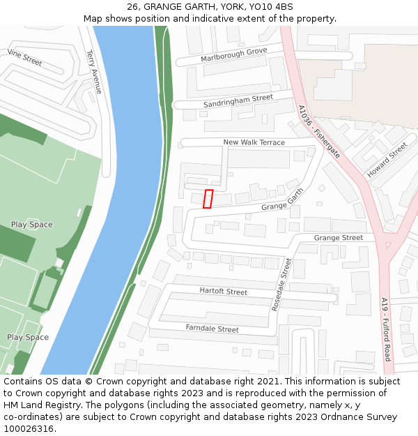 26, GRANGE GARTH, YORK, YO10 4BS: Location map and indicative extent of plot