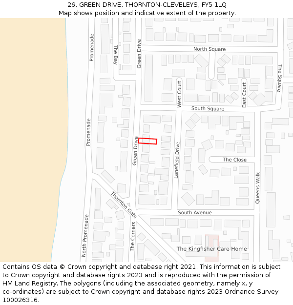26, GREEN DRIVE, THORNTON-CLEVELEYS, FY5 1LQ: Location map and indicative extent of plot