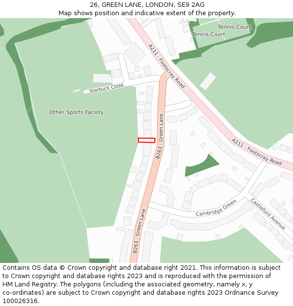 26, GREEN LANE, LONDON, SE9 2AG: Location map and indicative extent of plot