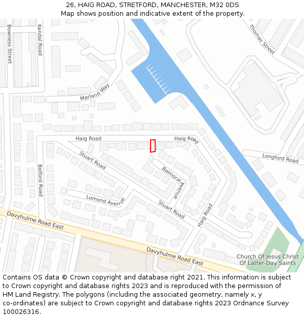 26, HAIG ROAD, STRETFORD, MANCHESTER, M32 0DS: Location map and indicative extent of plot