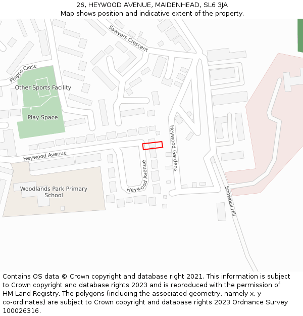 26, HEYWOOD AVENUE, MAIDENHEAD, SL6 3JA: Location map and indicative extent of plot