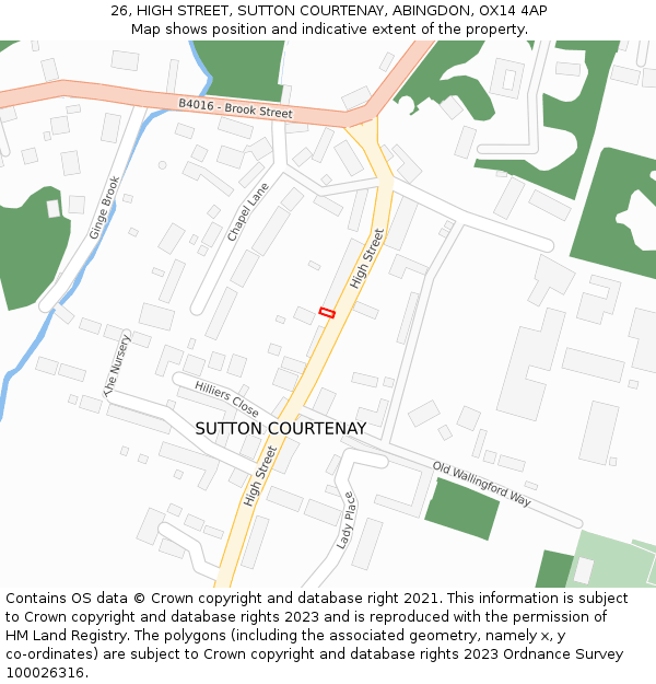 26, HIGH STREET, SUTTON COURTENAY, ABINGDON, OX14 4AP: Location map and indicative extent of plot