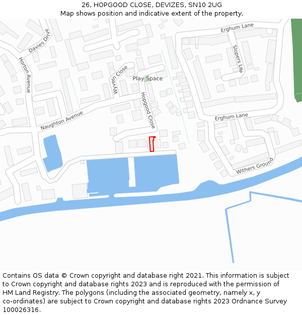 26, HOPGOOD CLOSE, DEVIZES, SN10 2UG: Location map and indicative extent of plot