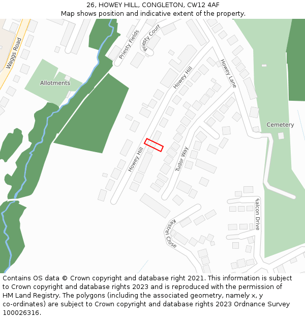 26, HOWEY HILL, CONGLETON, CW12 4AF: Location map and indicative extent of plot