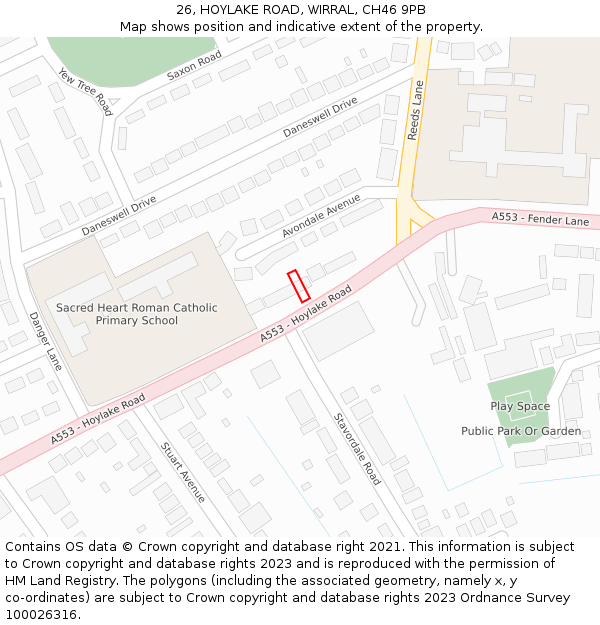 26, HOYLAKE ROAD, WIRRAL, CH46 9PB: Location map and indicative extent of plot