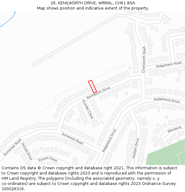 26, KENILWORTH DRIVE, WIRRAL, CH61 8SA: Location map and indicative extent of plot