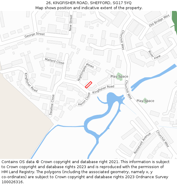 26, KINGFISHER ROAD, SHEFFORD, SG17 5YQ: Location map and indicative extent of plot