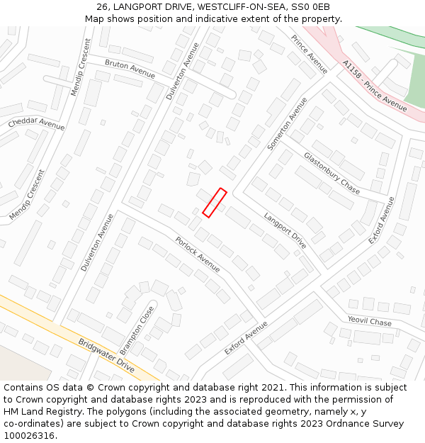 26, LANGPORT DRIVE, WESTCLIFF-ON-SEA, SS0 0EB: Location map and indicative extent of plot