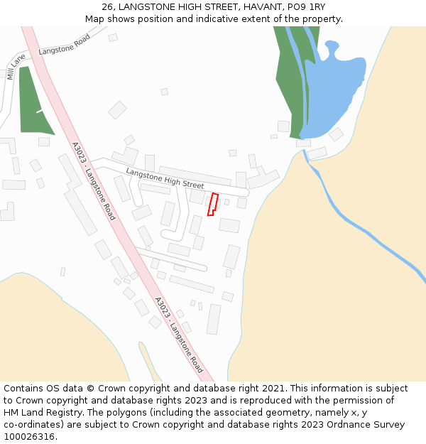 26, LANGSTONE HIGH STREET, HAVANT, PO9 1RY: Location map and indicative extent of plot