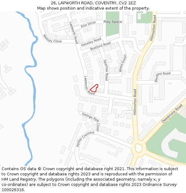 26, LAPWORTH ROAD, COVENTRY, CV2 1EZ: Location map and indicative extent of plot