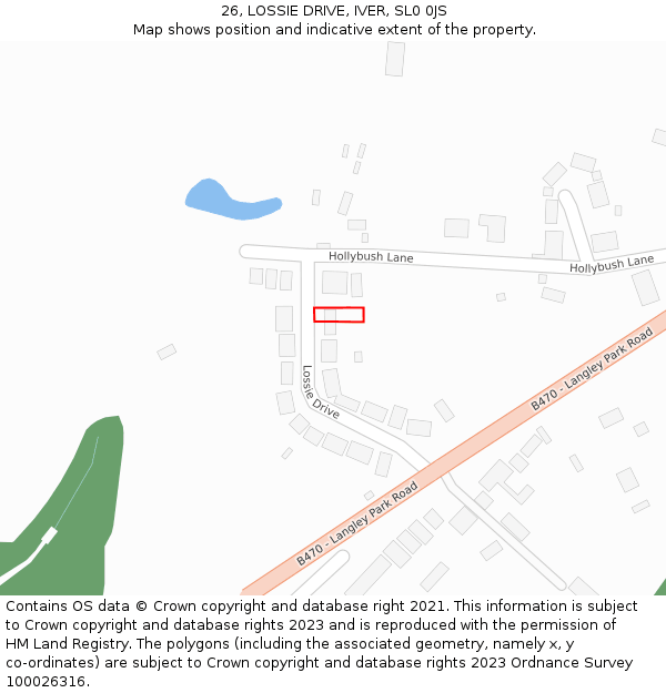 26, LOSSIE DRIVE, IVER, SL0 0JS: Location map and indicative extent of plot