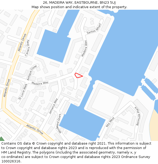 26, MADEIRA WAY, EASTBOURNE, BN23 5UJ: Location map and indicative extent of plot