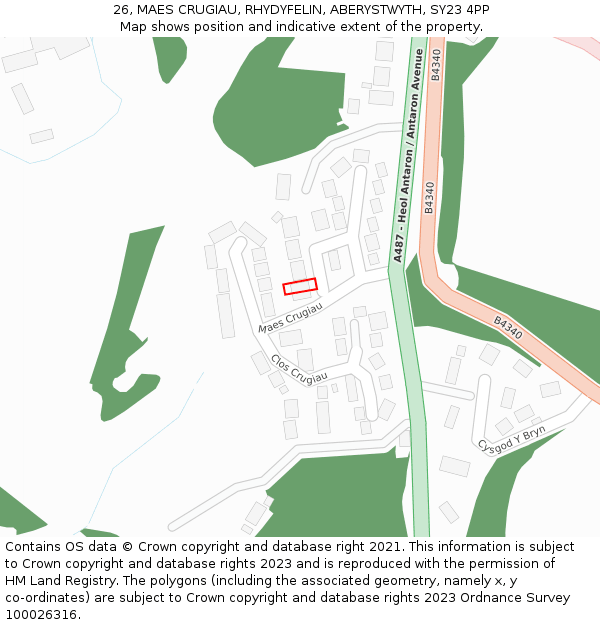 26, MAES CRUGIAU, RHYDYFELIN, ABERYSTWYTH, SY23 4PP: Location map and indicative extent of plot