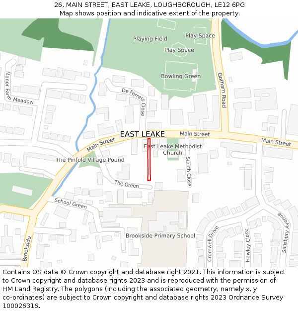 26, MAIN STREET, EAST LEAKE, LOUGHBOROUGH, LE12 6PG: Location map and indicative extent of plot