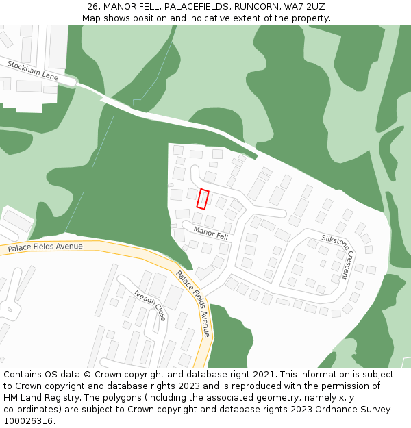 26, MANOR FELL, PALACEFIELDS, RUNCORN, WA7 2UZ: Location map and indicative extent of plot