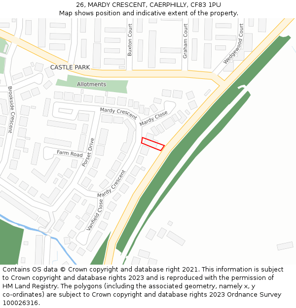 26, MARDY CRESCENT, CAERPHILLY, CF83 1PU: Location map and indicative extent of plot