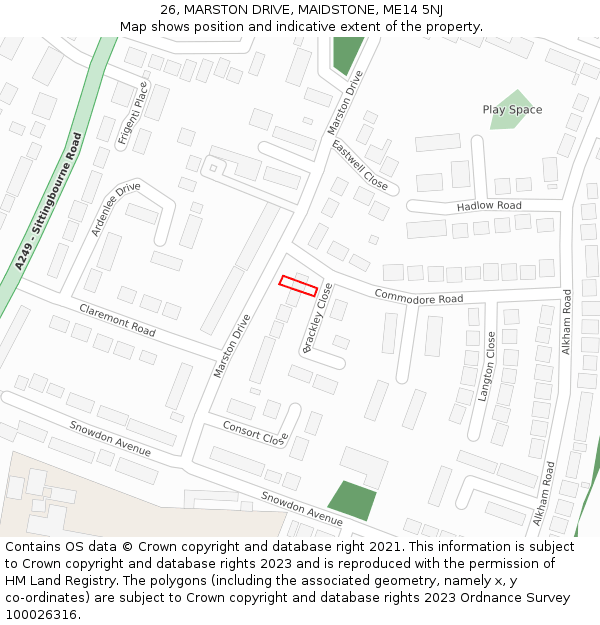 26, MARSTON DRIVE, MAIDSTONE, ME14 5NJ: Location map and indicative extent of plot