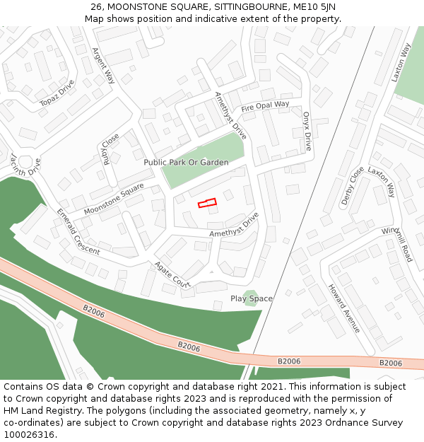 26, MOONSTONE SQUARE, SITTINGBOURNE, ME10 5JN: Location map and indicative extent of plot