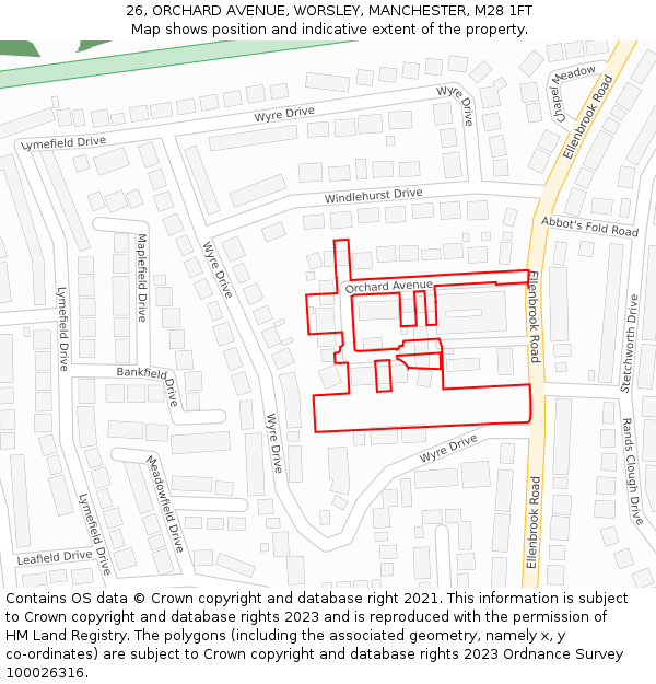 26, ORCHARD AVENUE, WORSLEY, MANCHESTER, M28 1FT: Location map and indicative extent of plot