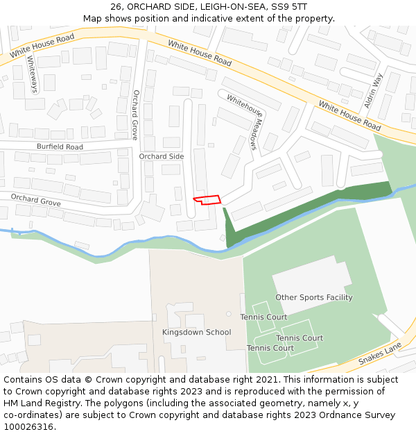 26, ORCHARD SIDE, LEIGH-ON-SEA, SS9 5TT: Location map and indicative extent of plot