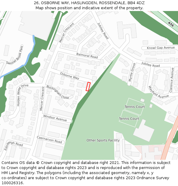 26, OSBORNE WAY, HASLINGDEN, ROSSENDALE, BB4 4DZ: Location map and indicative extent of plot