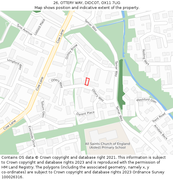 26, OTTERY WAY, DIDCOT, OX11 7UG: Location map and indicative extent of plot
