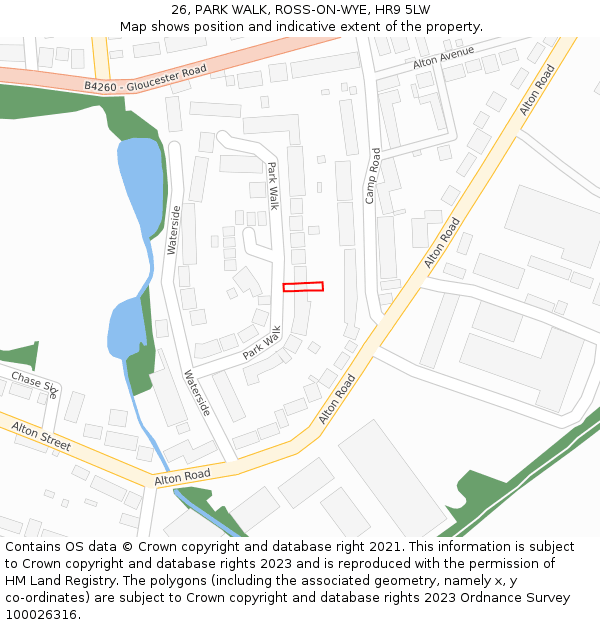 26, PARK WALK, ROSS-ON-WYE, HR9 5LW: Location map and indicative extent of plot