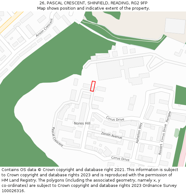 26, PASCAL CRESCENT, SHINFIELD, READING, RG2 9FP: Location map and indicative extent of plot