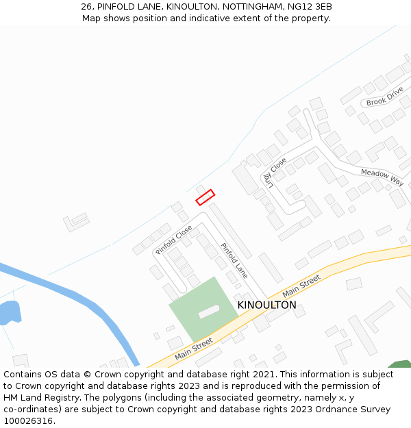 26, PINFOLD LANE, KINOULTON, NOTTINGHAM, NG12 3EB: Location map and indicative extent of plot