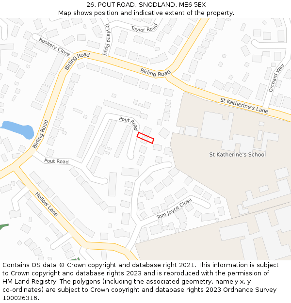 26, POUT ROAD, SNODLAND, ME6 5EX: Location map and indicative extent of plot