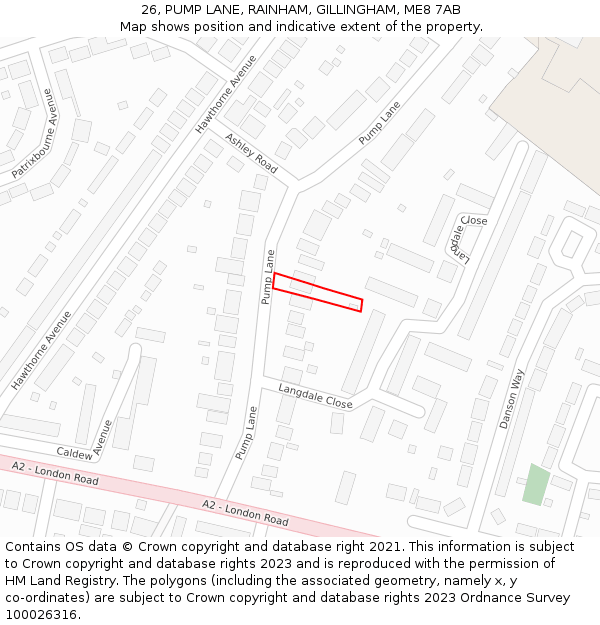 26, PUMP LANE, RAINHAM, GILLINGHAM, ME8 7AB: Location map and indicative extent of plot