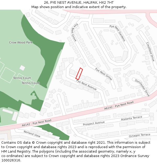 26, PYE NEST AVENUE, HALIFAX, HX2 7HT: Location map and indicative extent of plot