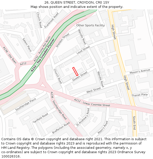 26, QUEEN STREET, CROYDON, CR0 1SY: Location map and indicative extent of plot