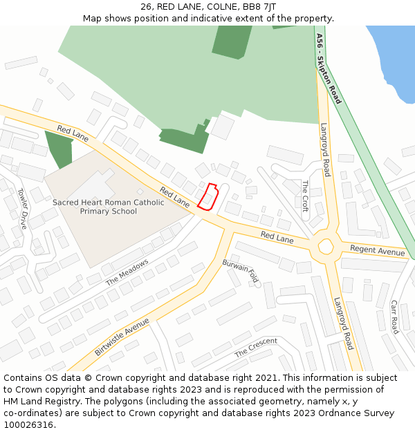 26, RED LANE, COLNE, BB8 7JT: Location map and indicative extent of plot