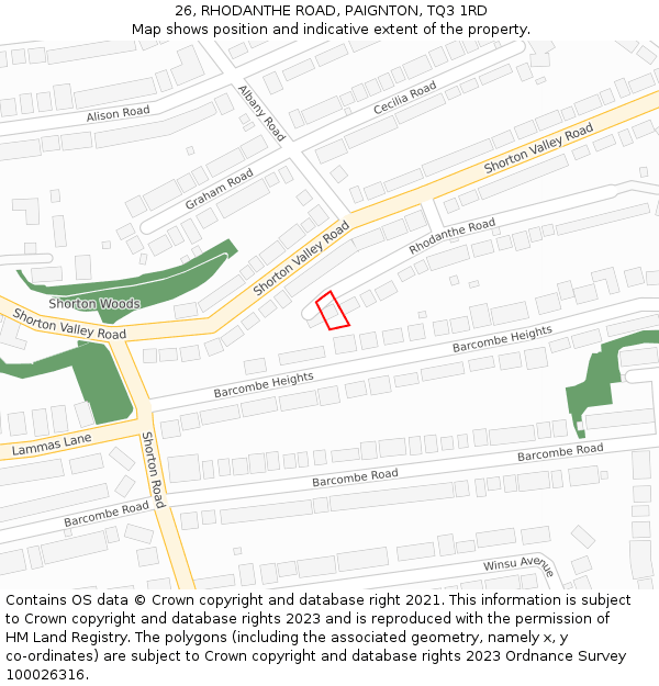 26, RHODANTHE ROAD, PAIGNTON, TQ3 1RD: Location map and indicative extent of plot