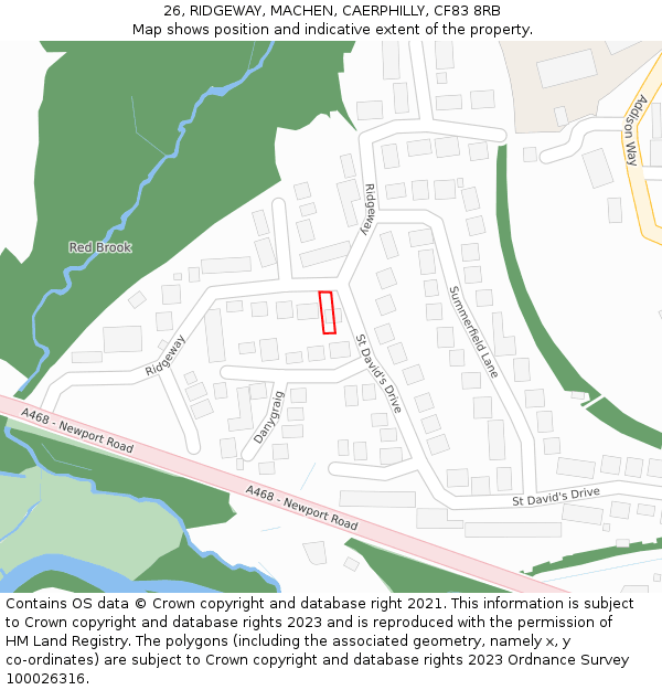 26, RIDGEWAY, MACHEN, CAERPHILLY, CF83 8RB: Location map and indicative extent of plot